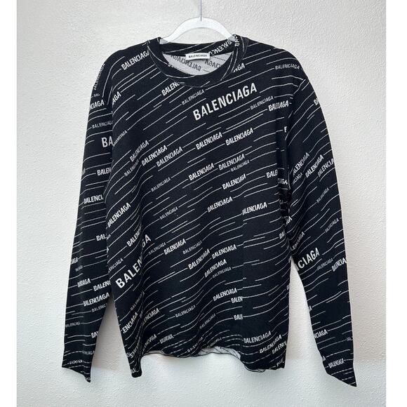NWT Balenciaga Logo Intarsia Wool-Blend Sweater Black Men's XL - Picture 4 of 15
